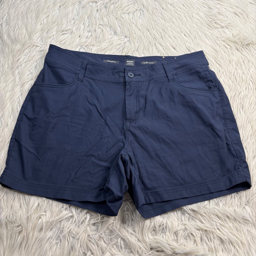 PrAna Women's 14 Navy Blue Halle Short II Hiking Camping Granola Girl Outdoorsy